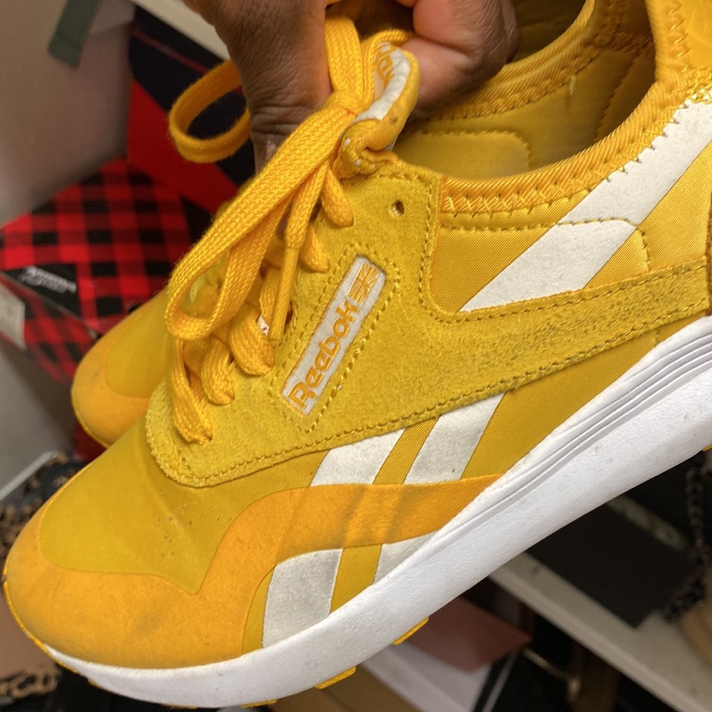 Yellow Reebok sneakers. - Picture 2 of 3